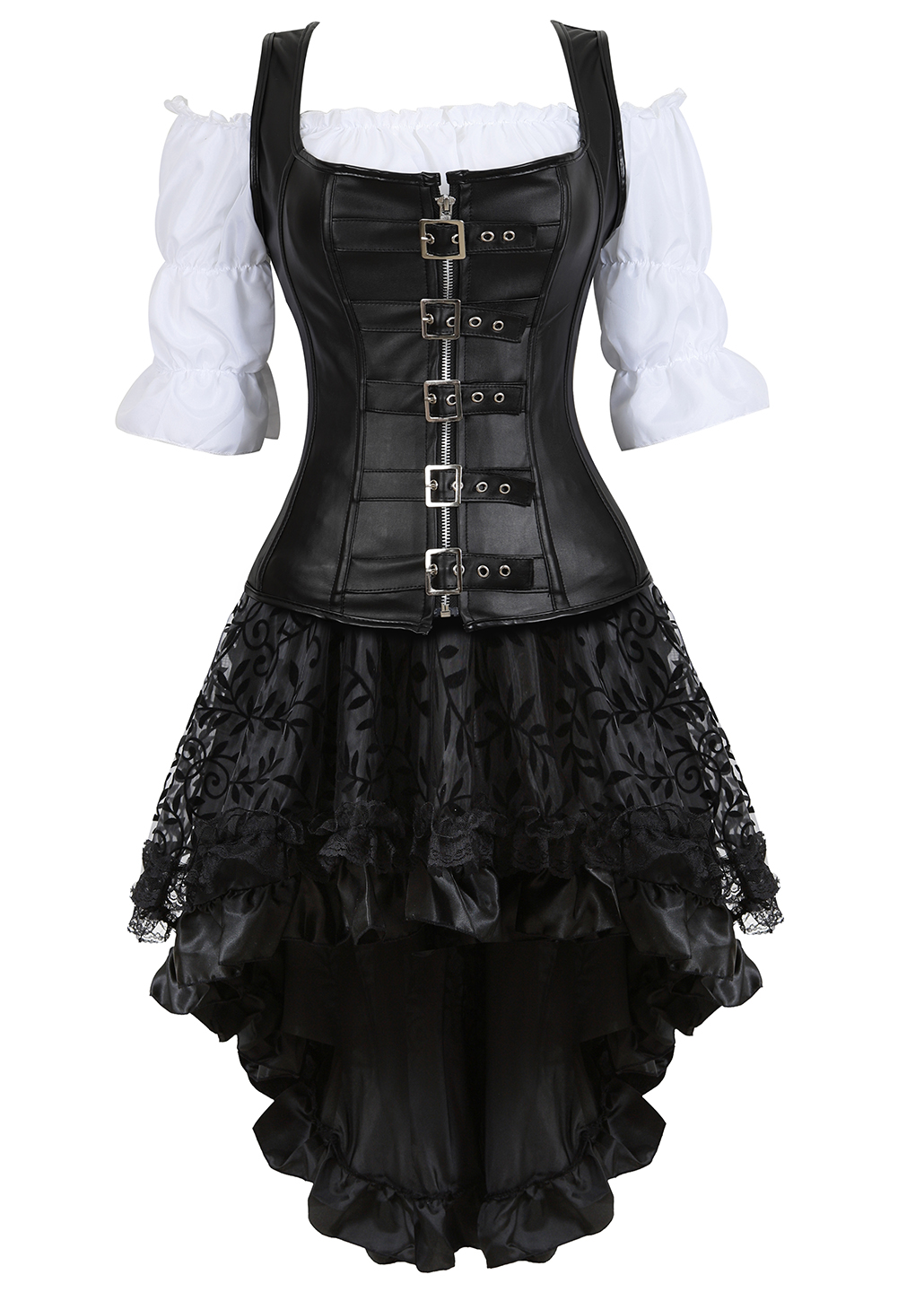 Bslingerie Corsetto Steampunk Sottoseno Con Stecche In Acciaio - Nero Classico Taglia S (vita 52-61 Cm) - 6