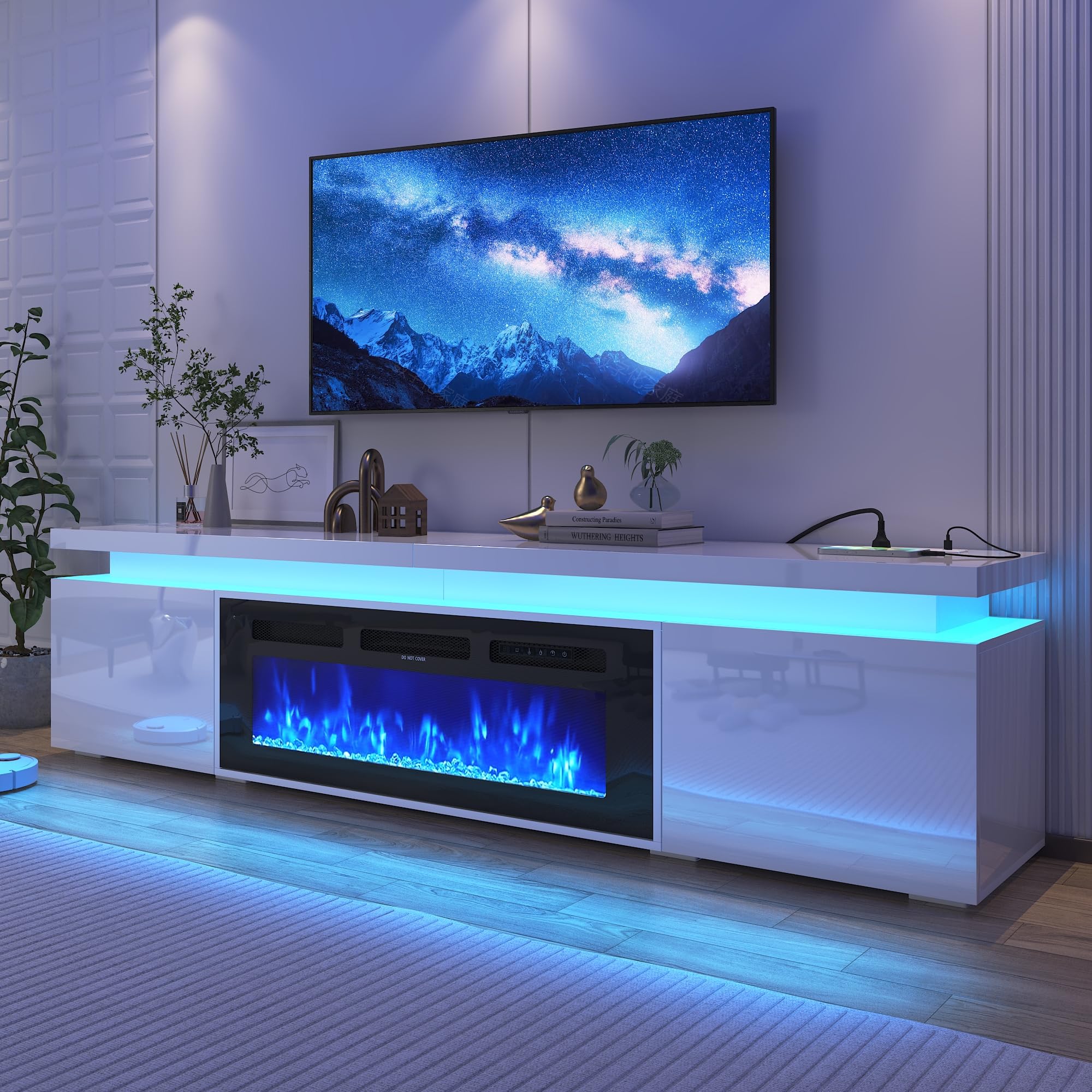 Amazon.com: 71Inch LED TV Stand with 40In Fireplace for 80Inch TV