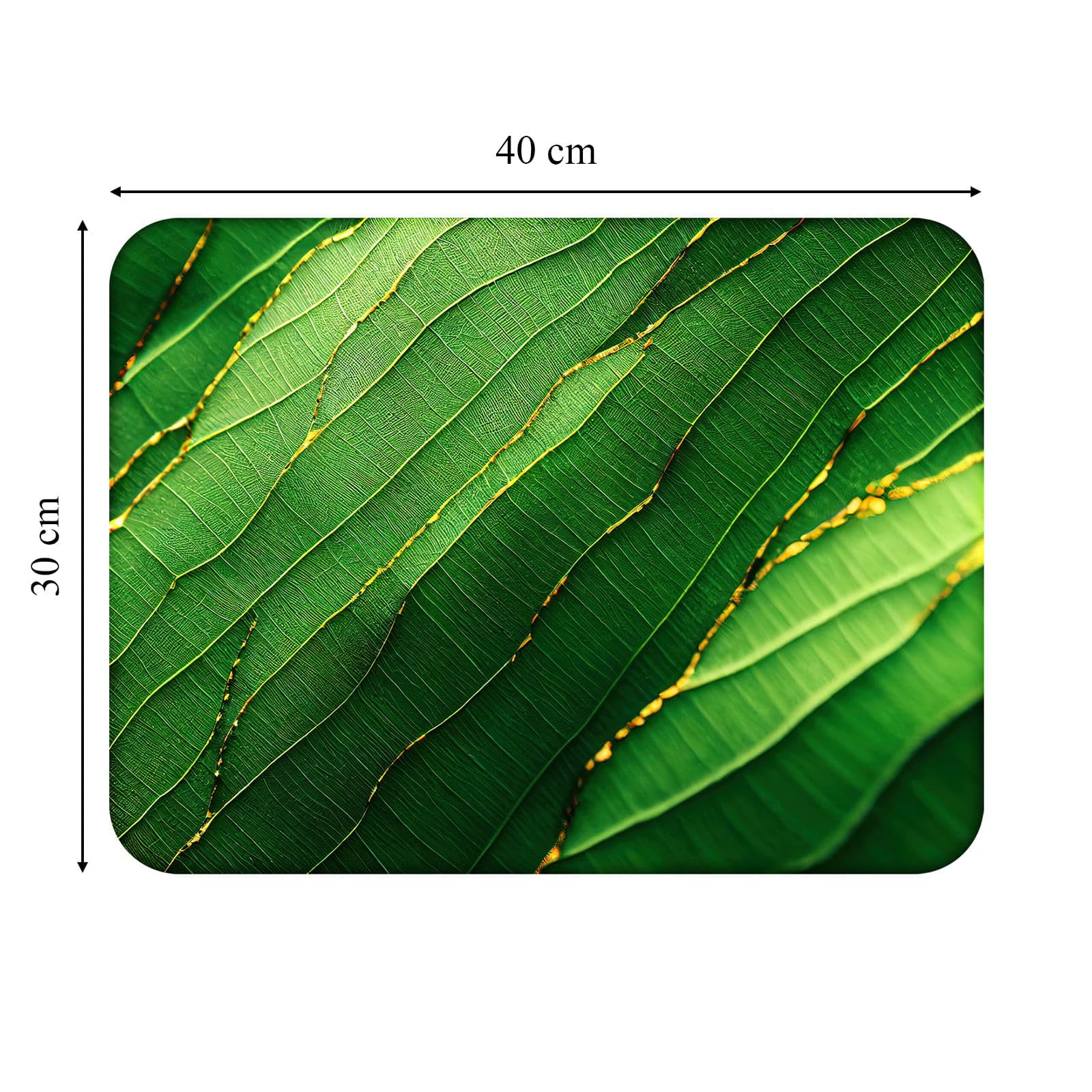 MG Design Set de 8 manteles Individuales de Corcho para Plato – Leaves with Gold 3 – 30 × 40 cm – Resistentes al Calor y fáciles de Limpiar