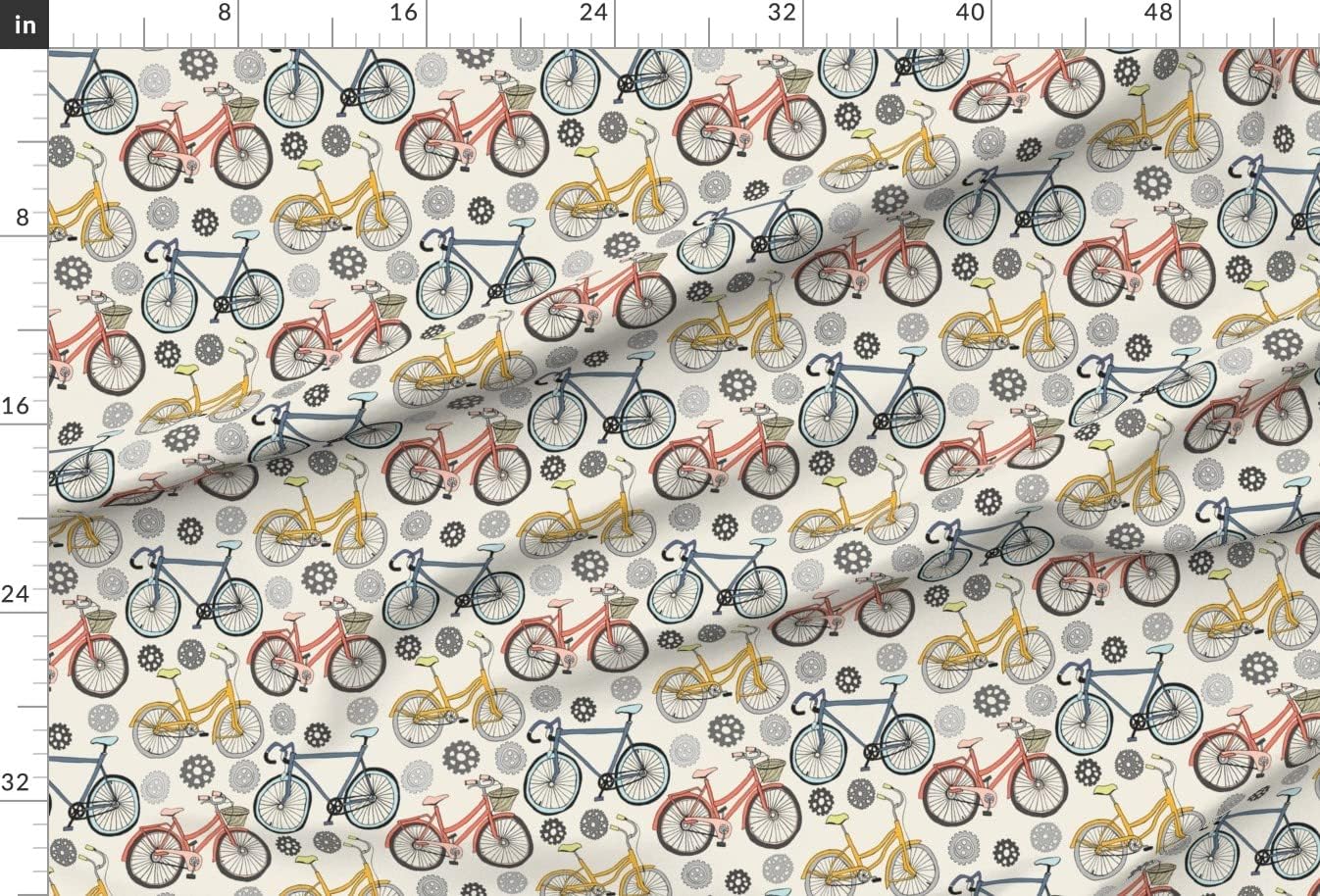 Spoonflower Fabric - Cycling Gears Race Bike Bicycle Sport Printed on Minky Fabric by The Yard - Sewing Baby Blankets Quilt Backing Plush