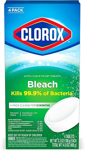 Clorox Pastillas de inodoro ultra limpias con blanqueador, 4 unidades, 3.5 onzas cada una (el paquete puede variar)