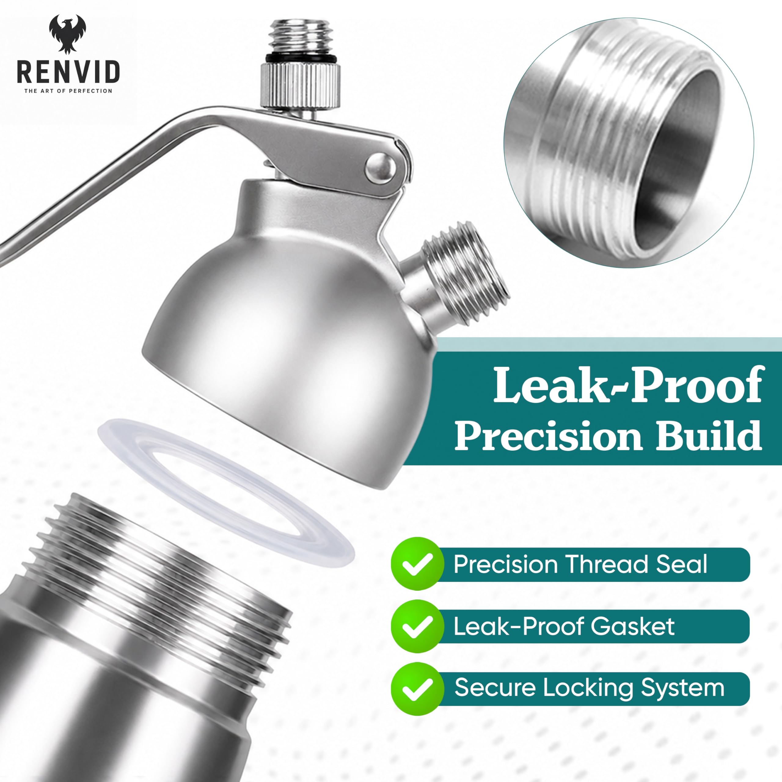 Dispensador profesional de crema batida – Bote de aluminio de 500 ml con 2 juegos de puntas de acero inoxidable y plástico, cepillo de limpieza y bolsa de almacenamiento de malla, a prueba de fugas y