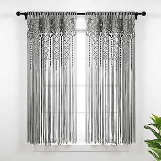 Lush Decor Boho Macrame Textured Cotton Window Curtain Panel Single 40