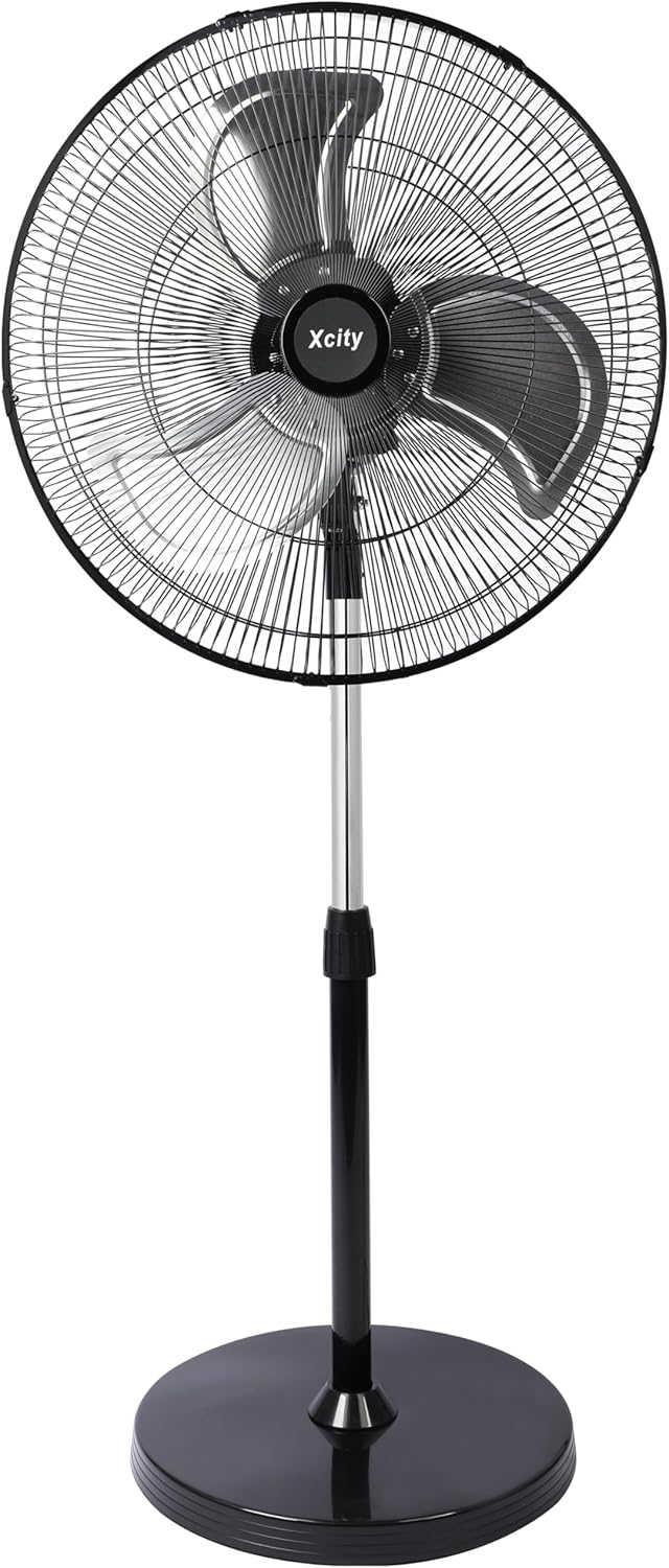 18 inch Industrial Pedestal Oscillating Fan, 3-Speed, High Velocity Stand Fan, Max 3100 CFM, Adjustable Height & Tilt, Heavy Duty Metal Fans for Patio, Garage, Workshop, Warehouse, Black 18"