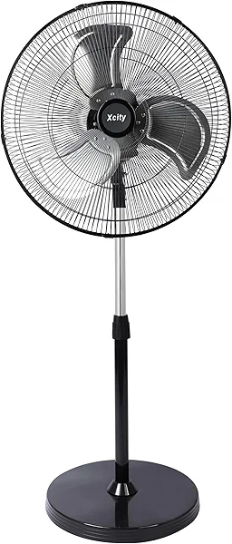 Xcity 18 inch Industrial Pedestal Oscillating Fan, 3-Speed, High Velocity Stand Fan, Max 3100 CFM, Adjustable Height & Tilt, Heavy Duty Metal Fans for Patio, Garage, Workshop, Warehouse, Black
