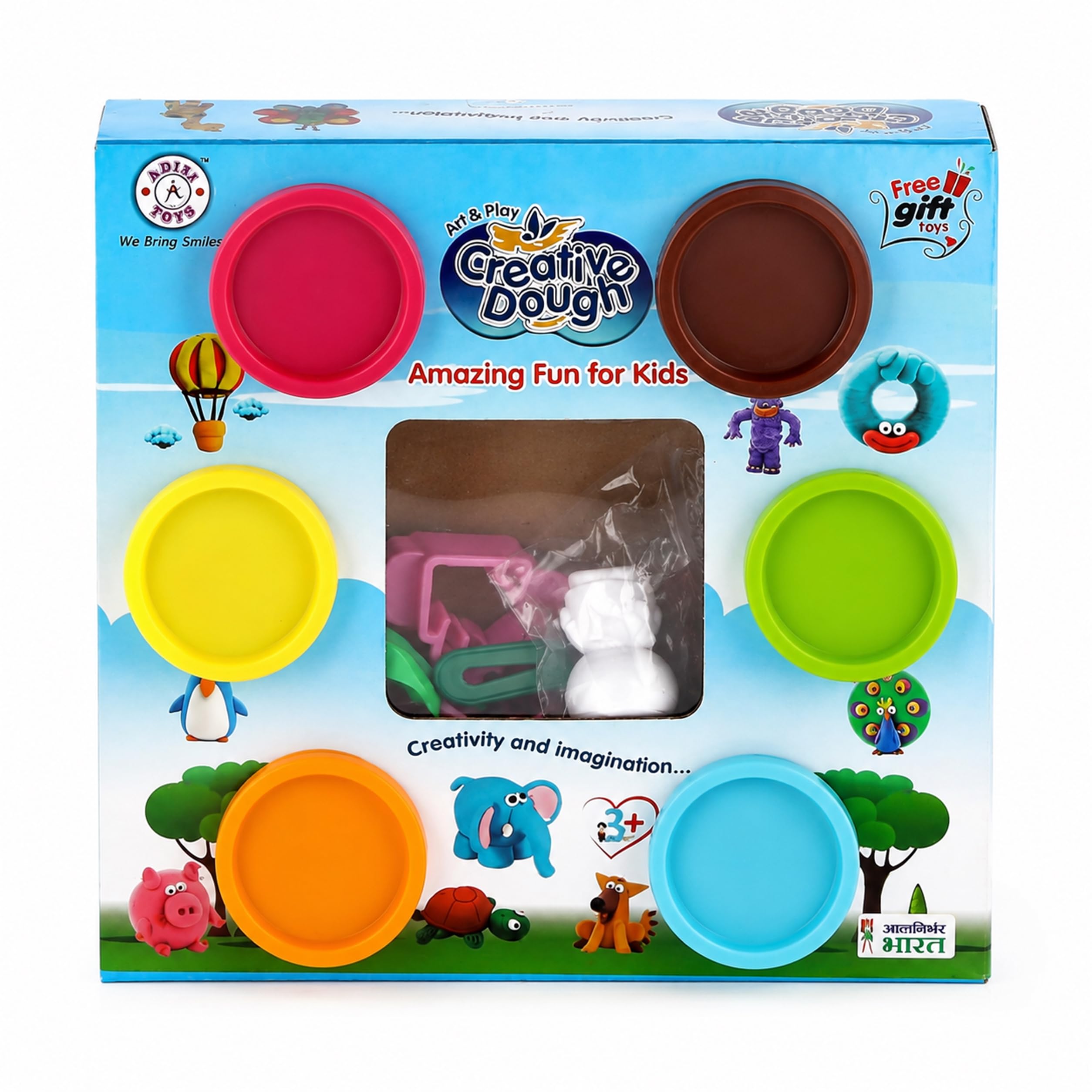 Fratelli Dough Clay Modeling Kit for Kids | Non-Toxic | Air Dry Colour Clay with Moulds |DIY Art & Craft Activity Set | BIS Approved |Creative Learning & Pretend Play Toy for Boys & Girls | 3+ Years | 30g | Pack of 6