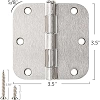 Vista 4 de Paquete de 100 bisagras para puerta, redondeadas, de 5/8 de pulgada, estándar, para puertas dobles/individual de madera, herrajes para habitación