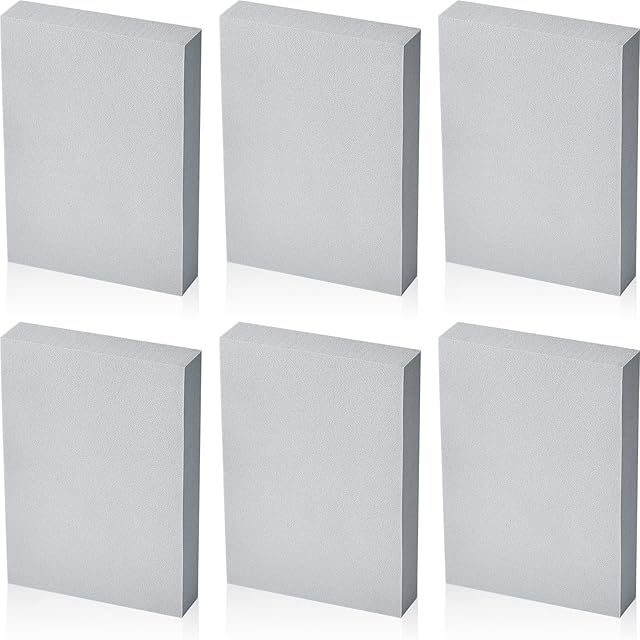 Zonon 6 Pcs Stamping Foam Grey Moldable Foam Stamps Plastic Dry Foam Stamp Pad Cut and Dry Foam Stamping Foam Block for Arts and Handicrafts Projects