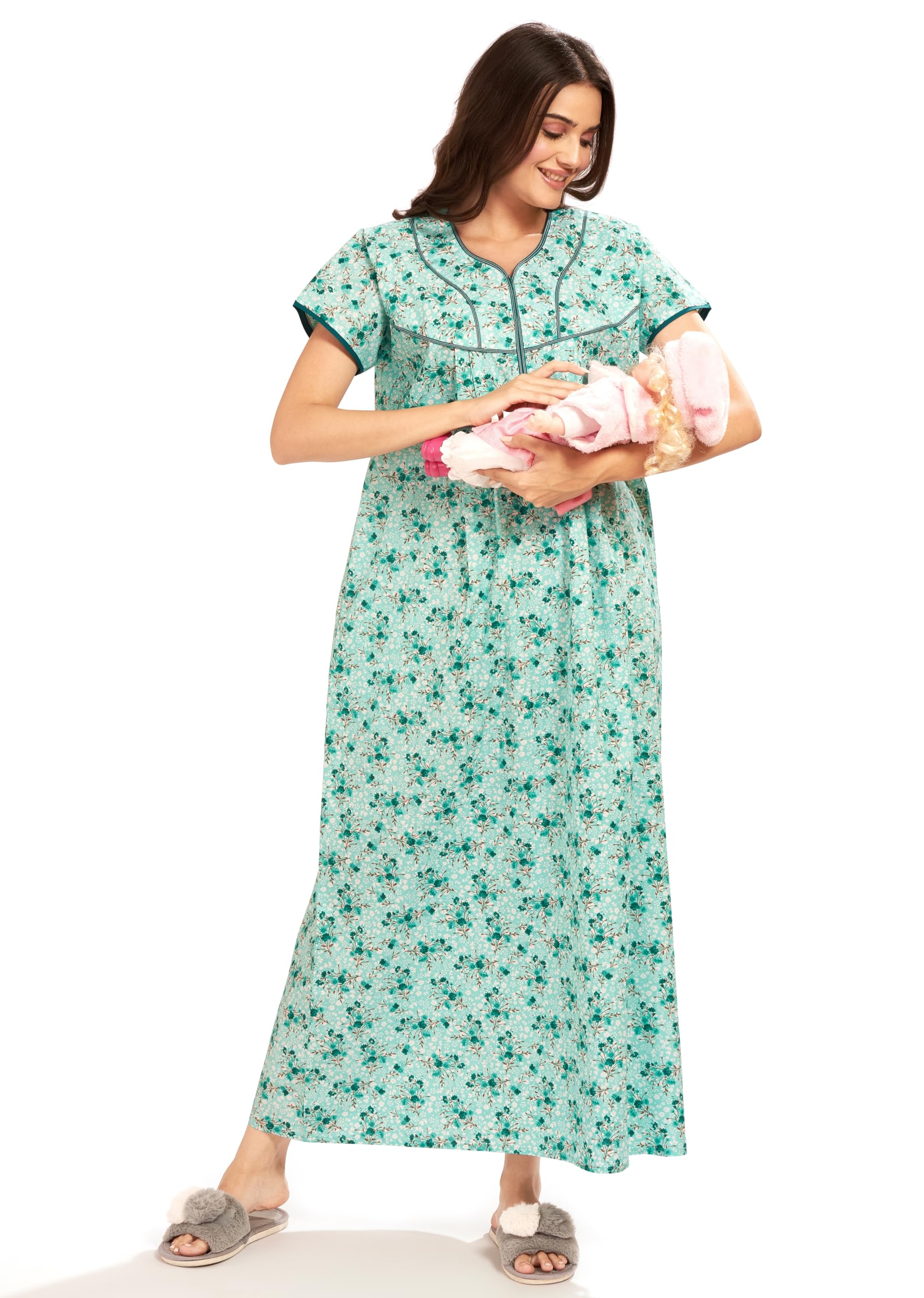 AV2 Women's Cotton Printed Feeding Nursing Maternity Nighty-picture-35
