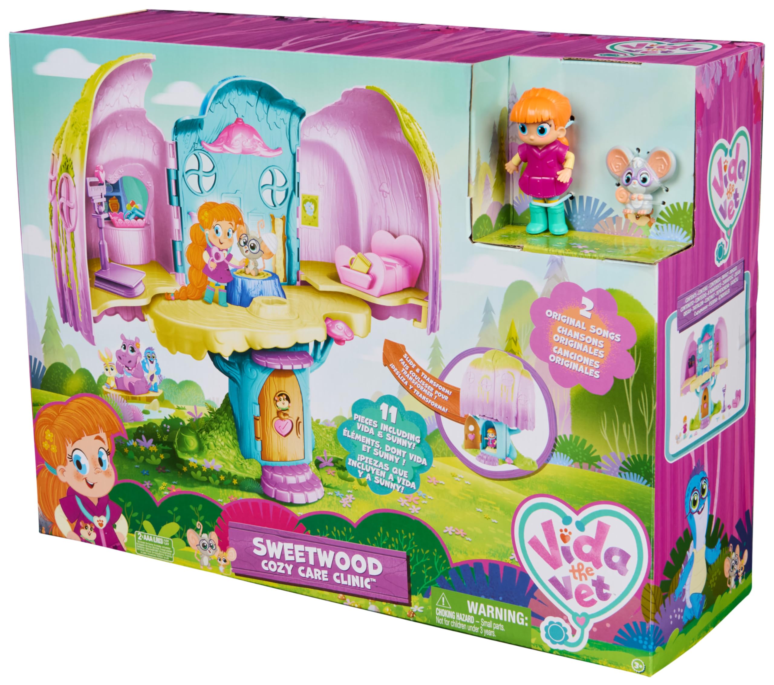 Vida The Vet - Pack Clínica Veterinaria Casa del Árbol con Figuras de Vida y Sunny + Accesorios - Vida la Veterinaria Juguetes - Juguetes niñas 3 años + - Regalo Niña 3 Años + Casa Muñecas