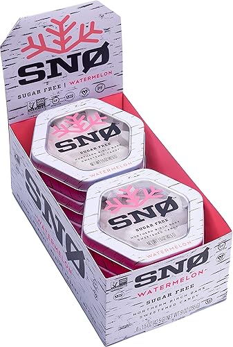 Sandía KETO - Chips de caramelo de xilitol (paquete de 6) - SNØ 1.5 oz - Caramelo sin azúcar con solo 2 ingredientes Bajo en carbohidratos, apto