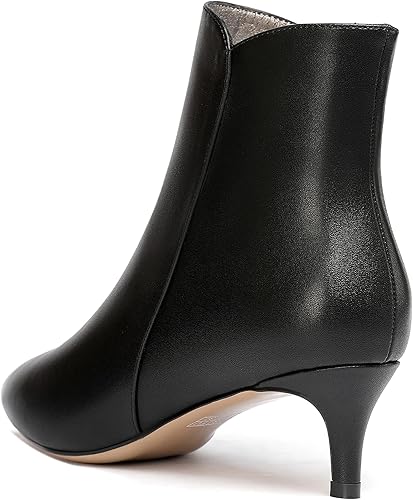 Miniatura 7 de WAYDERNS Botas cortas de cuero con cremallera mate para mujer, tacón bajo y tacón bajo con cremallera de 2 pulgadas