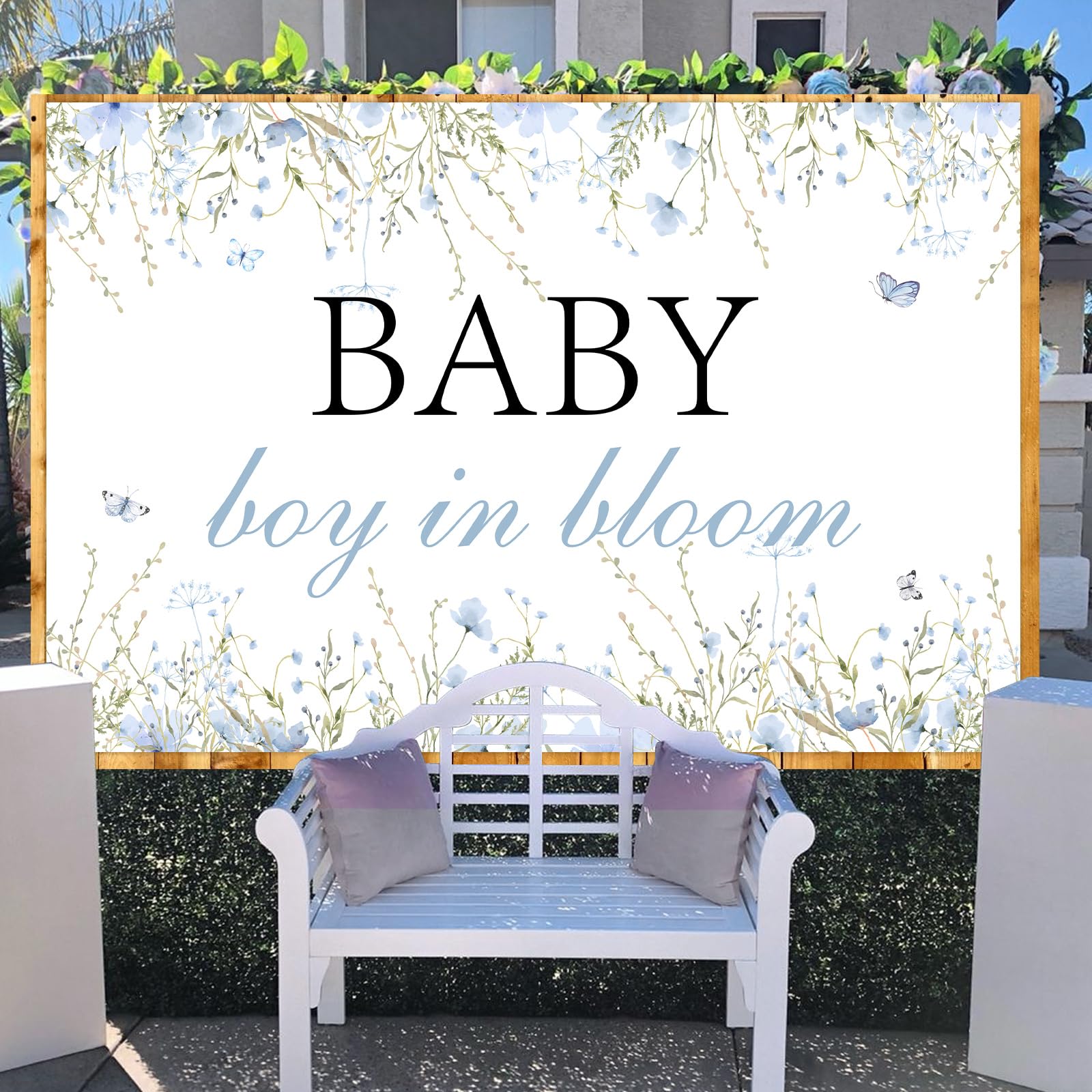 Jongen Olifant Baby Shower Achtergrond Blauwe Bloemen Olifant Het Is Een Jongen Achtergrond Decoraties Rustieke Houten Olifant Thema Baby Shower