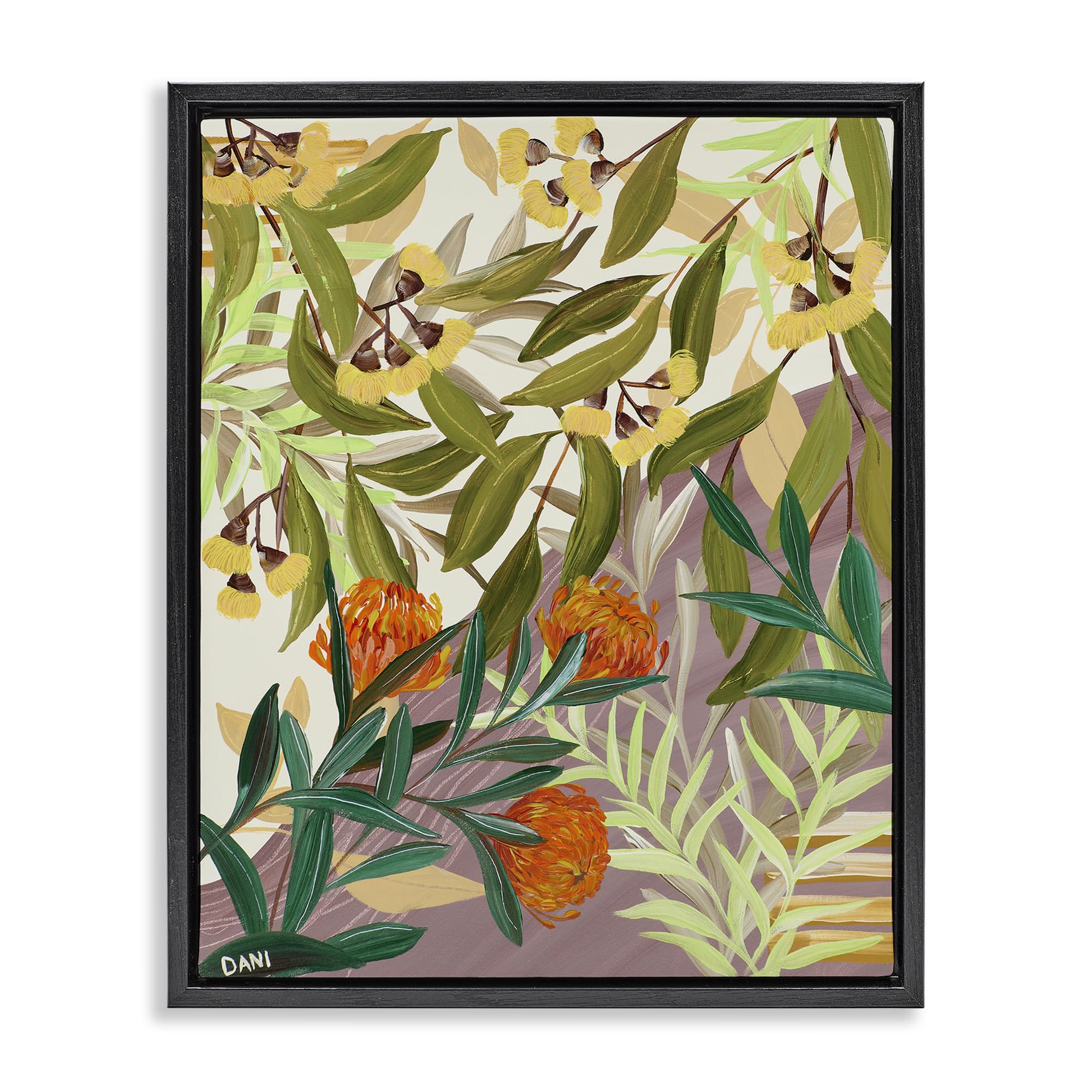 Stupell Industries Jet Black (Matte) Walk With Me Florals, 24 X 30 Inch Canvas In Floater Frame