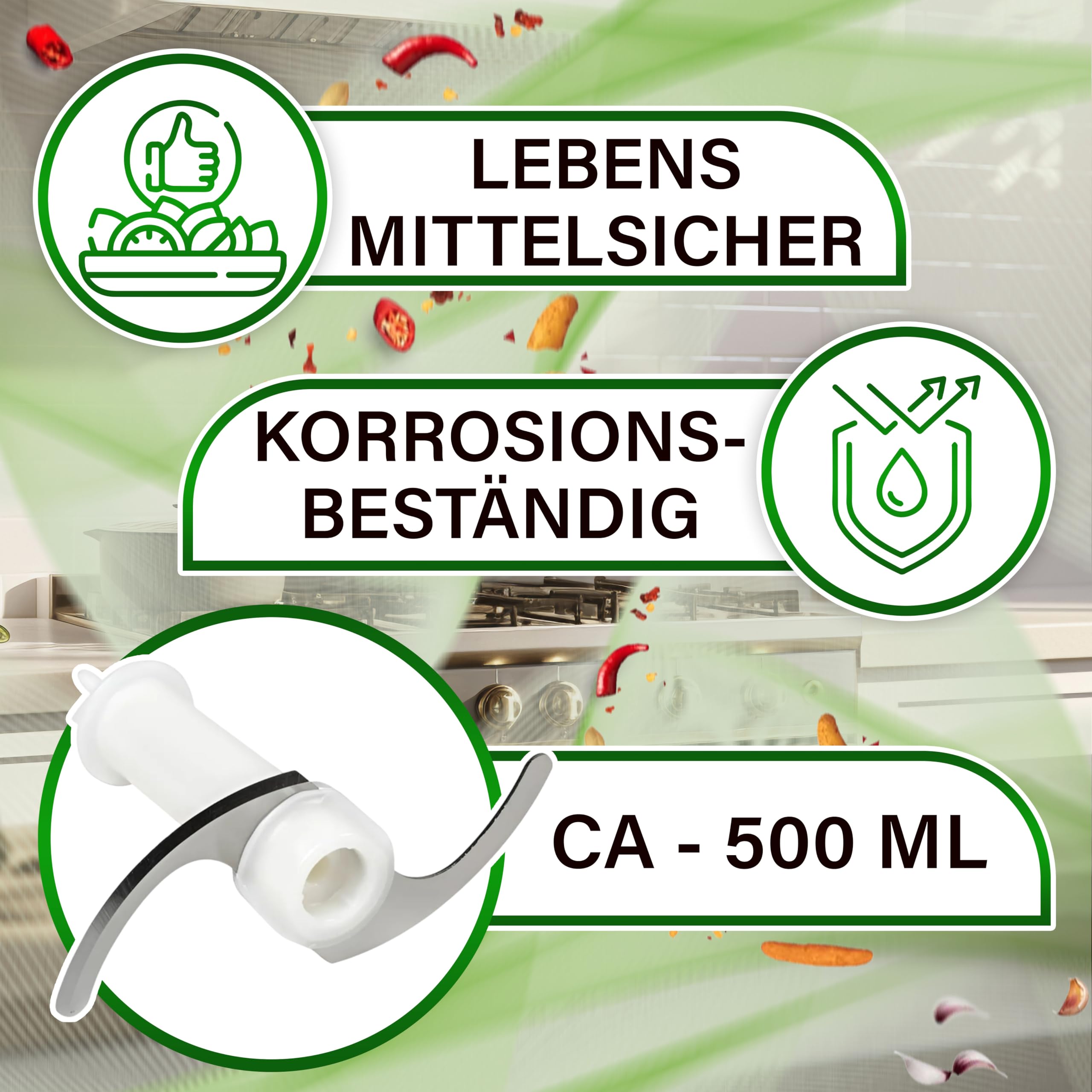 ONIX TECH Messer Stabmixer mit Zerkleinerer für Behälter СА 500ml mit Originalcode 67050141 AS00004185 für Braun Multiquick 4130 4162 4165 4191 4192 4193 4199 4200 - Made IN EU