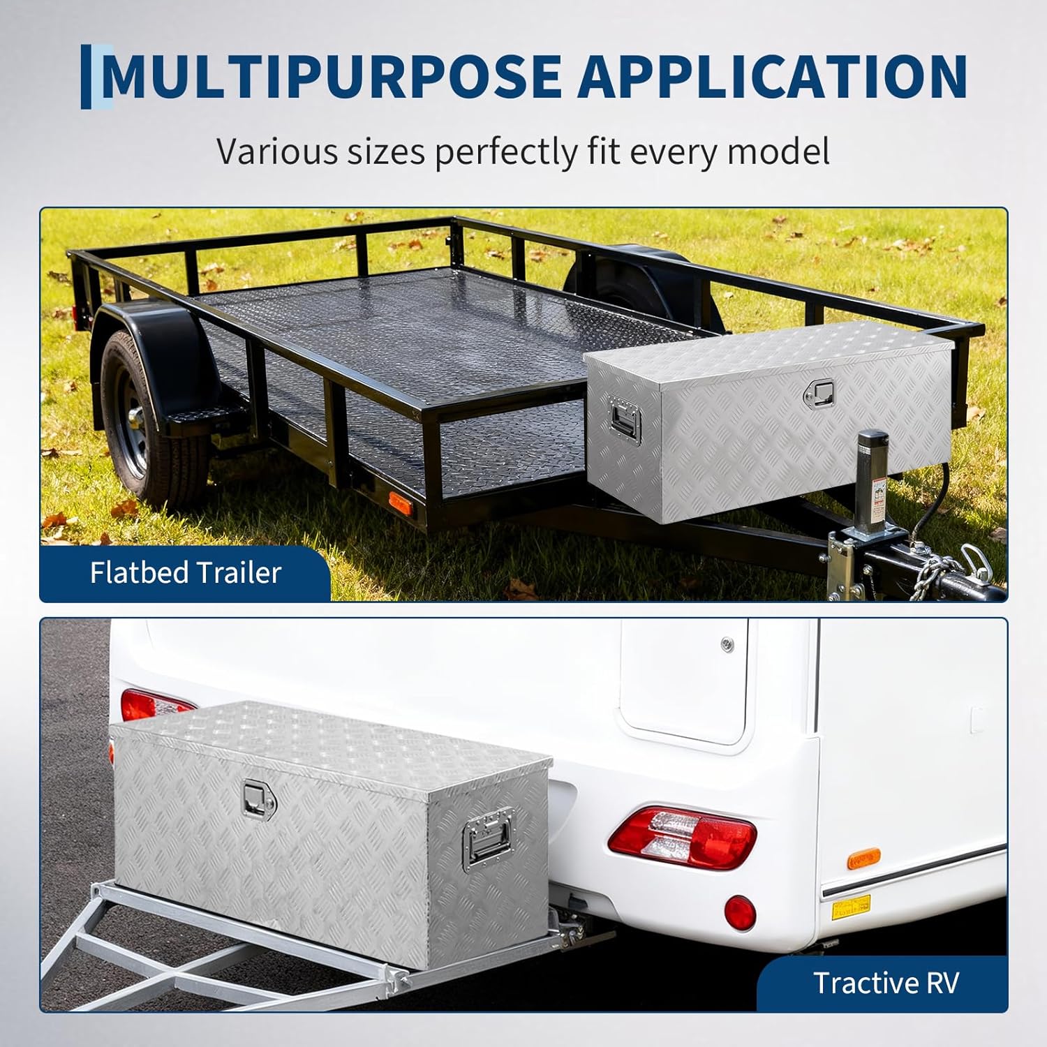 Truck Bed Tool Box Aluminum with Lock and Keys, 36x15x15 Inch, Weatherproof Storage Chest Organizer, Side Handles, Gas Strut Lid, Large Capacity Heavy Duty Steel Metal Tool Box for Pickup, Trailer, RV