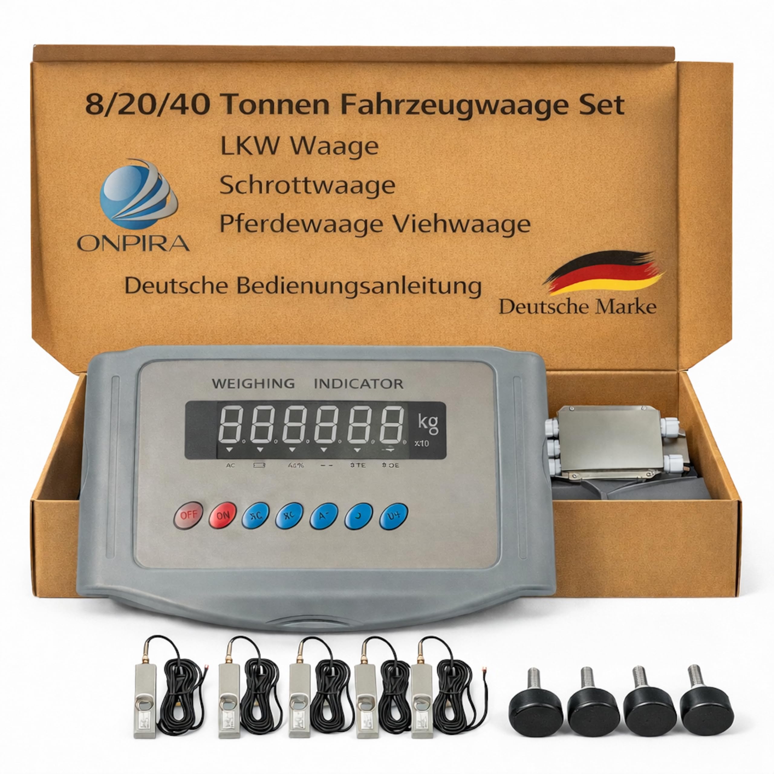 Fahrzeugwaage Set 8/20 / 40 Tonnen – LKW-, Schrott-, Pferde- & Viehwaage für Industrie und Landwirtschaft (0-8000 kg)