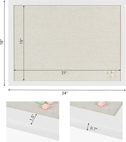 Miniatura 6 de Board2by Tablero de anuncios de corcho blanco con lino, con marco de madera, tablero de corcho de 24 x 18 pulgadas, tablero de oficina para