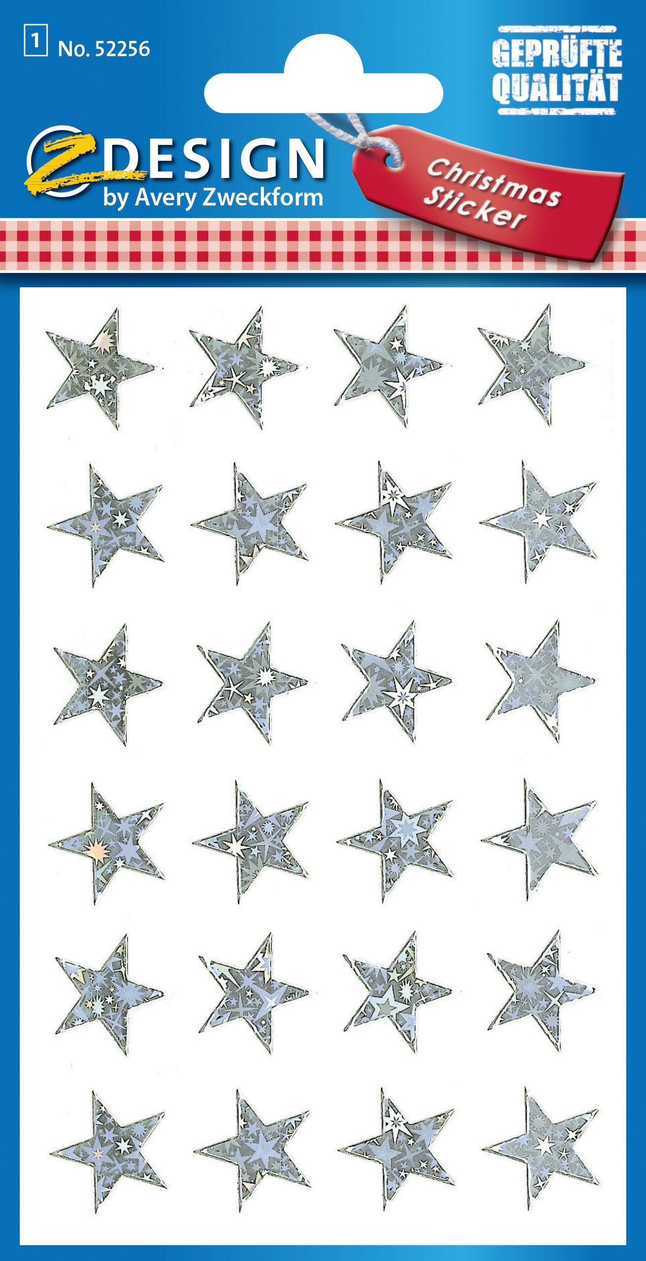 Avery Zweckform 52771 Christmas Stickers, Pack of 36 Special Material Silber-Sterne