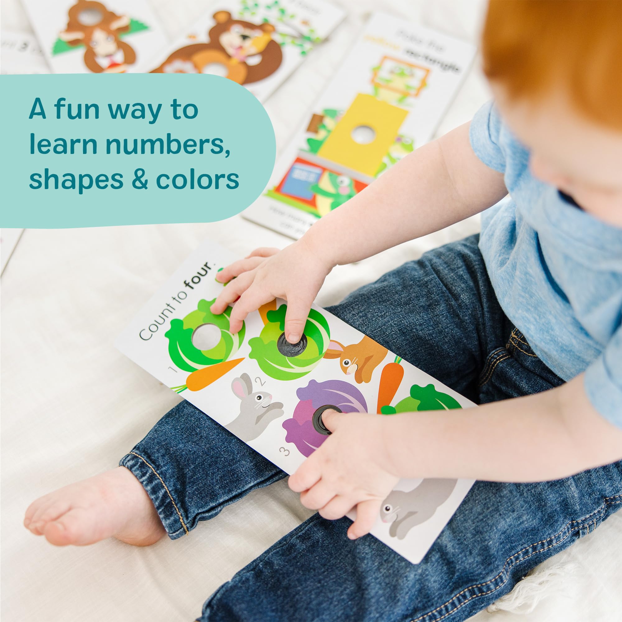 Melissa & Doug Poke-a-Dot! Tarjetas de aprendizaje gigantes, números, formas y colores, 13 tarjetas interactivas de doble cara, actividades educativas para niños pequeños y preescolares, a partir de 1