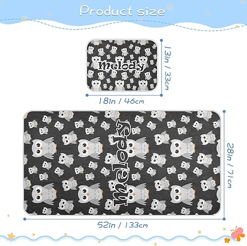 Miniatura 4 de Custom Gray Owls Black Crib Mattress Protector Pad for Boys Girls Baby Ice Silk Mat Bed Pack and Play Sheets Cooling Mattress Topper for Toddler