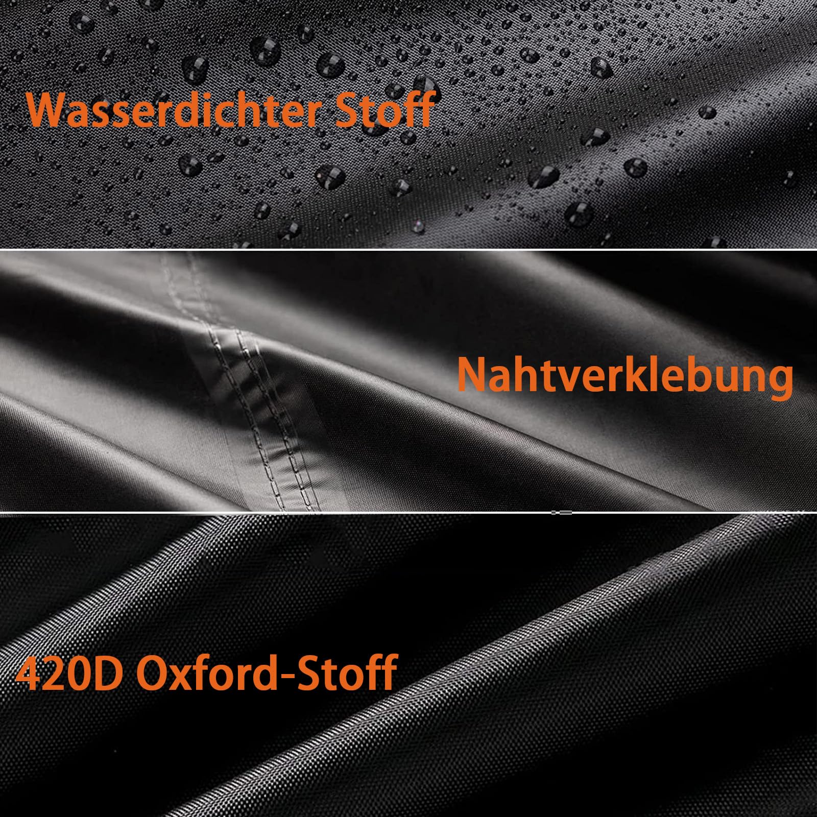 Copertura Sdraio Sospesa Impermeabile - 420D Oxford, Antivento, 200x120x200cm, Nero - Foto 5