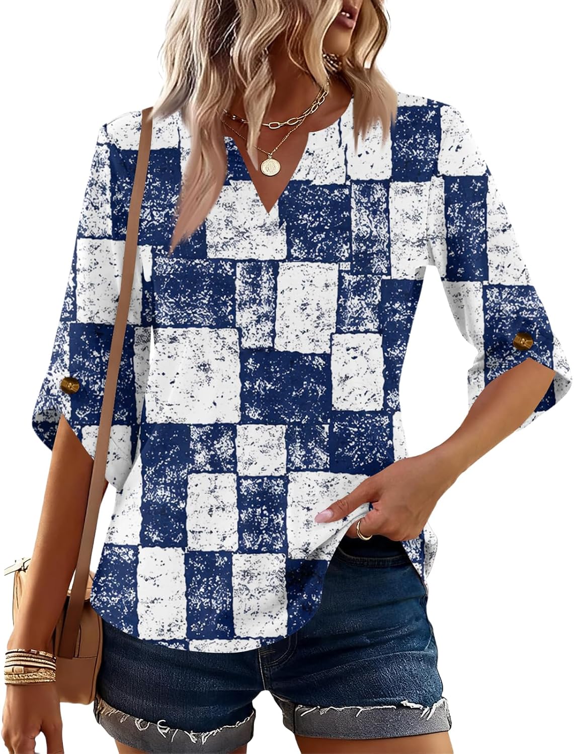 Tunic Tops For Women Loose Fit Dressy V Neck 3/4 Sleeve T Shirts Plus Size Summer Outfits Business Casual Tops - Image 4