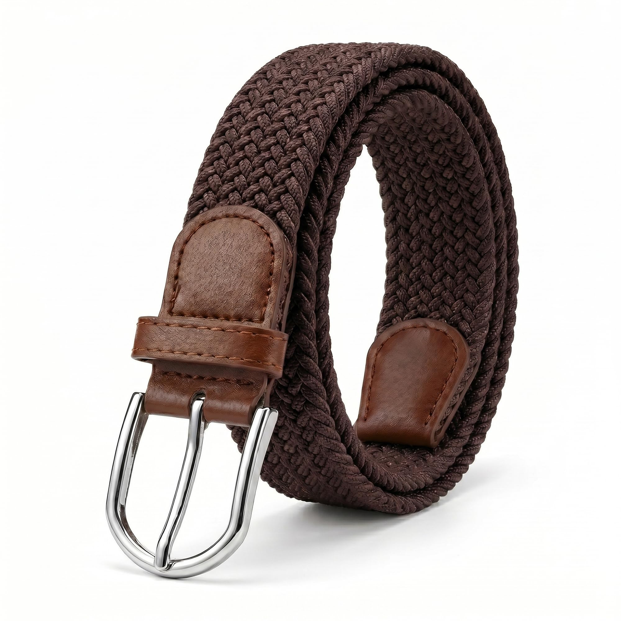 Simpl Living Canvas Elastic Braided Woven Stretch Fabric Casual Belt For Men And Women (Brown 01, Fits upto 40" waist)
