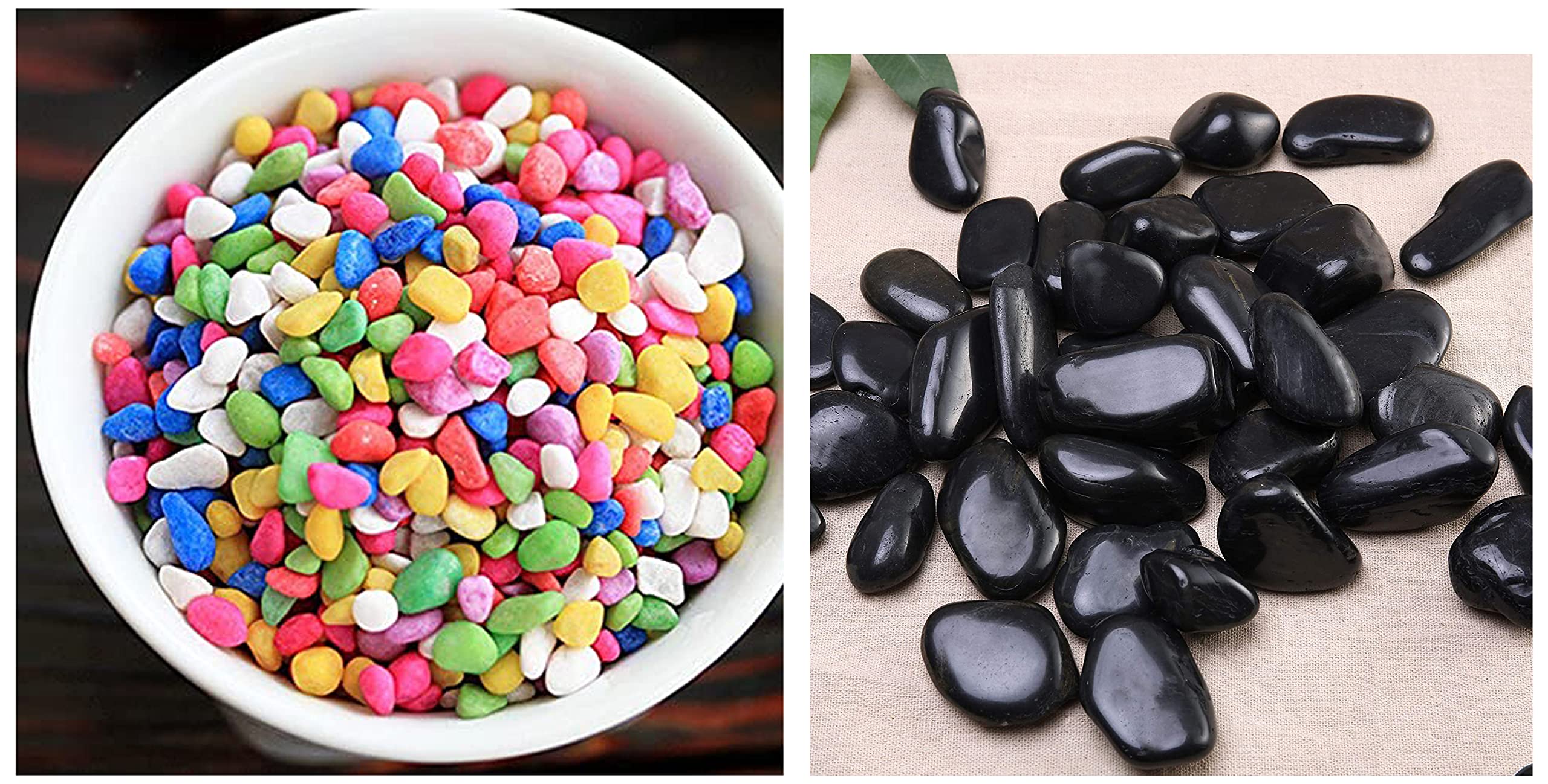 Leafy Tales Rainbow Colored Pebbles 1 kg & Black Polished Marble Stone Pebbles for Home & Garden Decoration|Plants & Pots|Art & Craft|Aquarium Vase Filler | White Polish 500 GMS (B0BB6KFVLP) Amazon Price History, Amazon Price Tracker