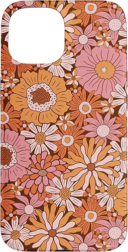 Miniatura 10 de Funda para iPhone 1212 Pro Retro Flowers Meadow Floral Groovy de los años 60, rosa, naranja y marrón