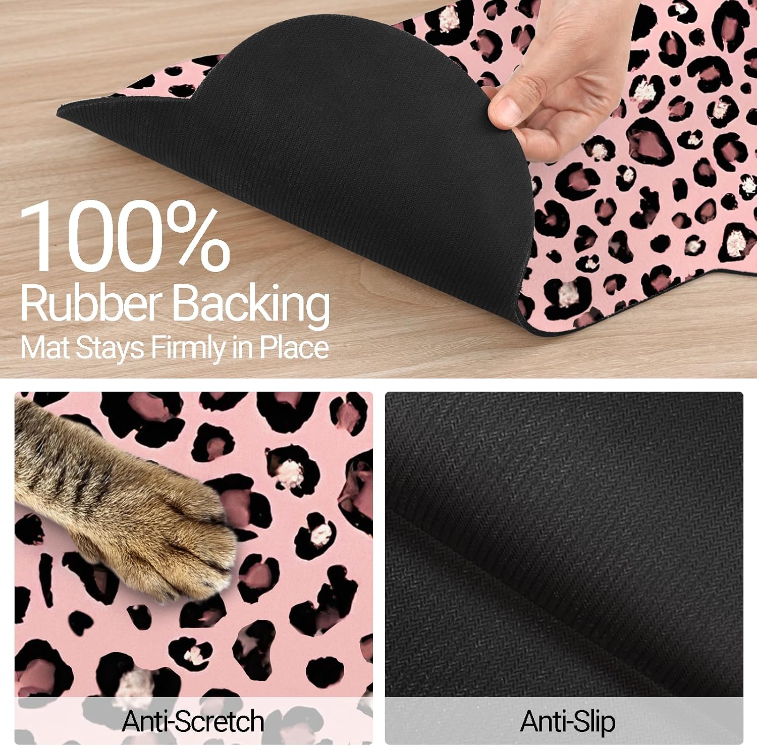 Bone Shaped Dog Food Mat, Absorbent Waterproof Non-Slip Pet Cat Bowl Mat for Food & Water Pet Supplies Leopard 23.6"*15.7"