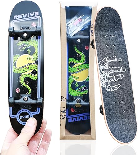 Braille Skateboarding Dragon - Tabla de mano profesional de 11 pulgadas, Aaron Kyro. Monopatín de juguete viene con ruedas, camiones, herramientas y