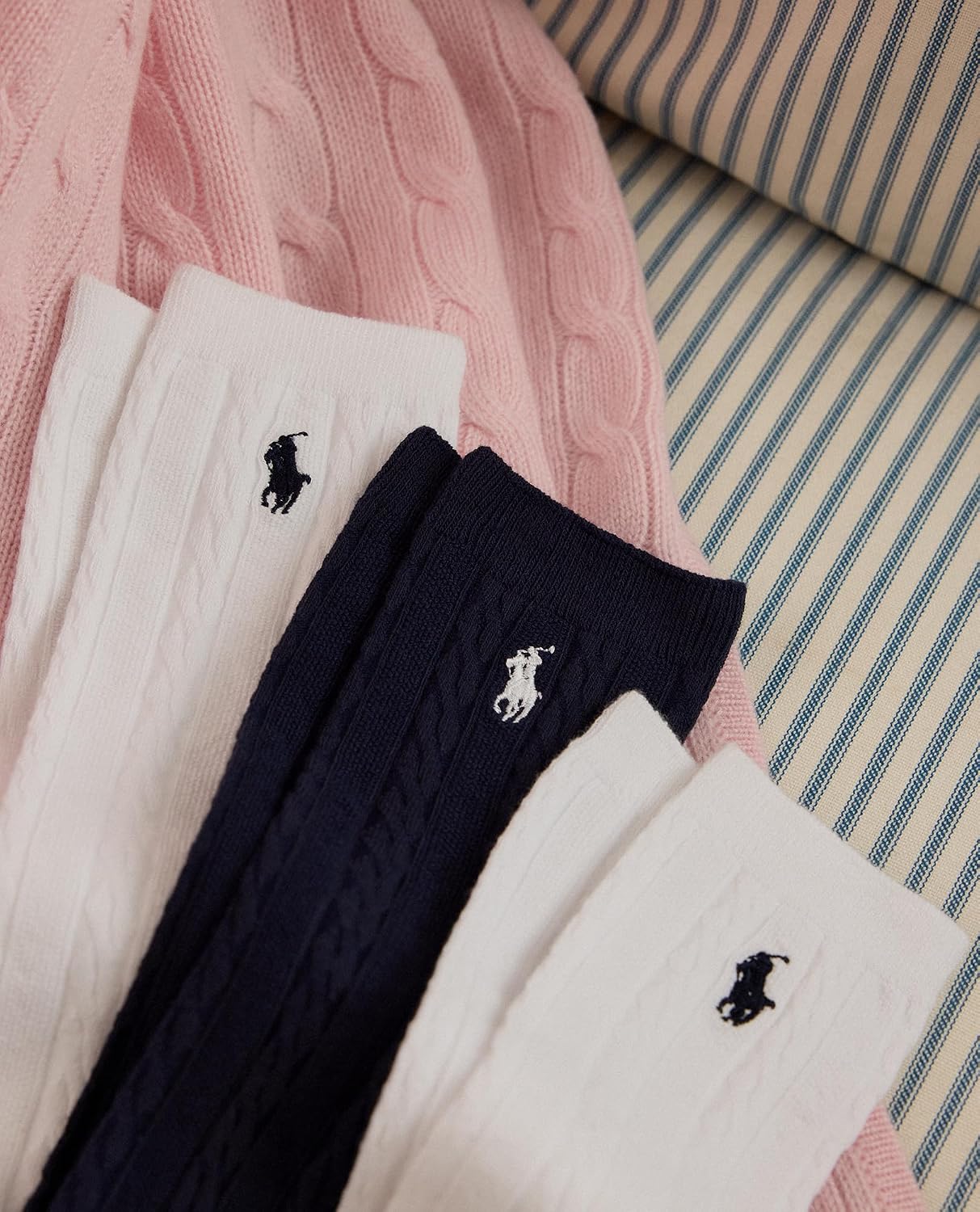 Polo Ralph Lauren Girl's Cable Knee High Socks - 3 Pair Pack
