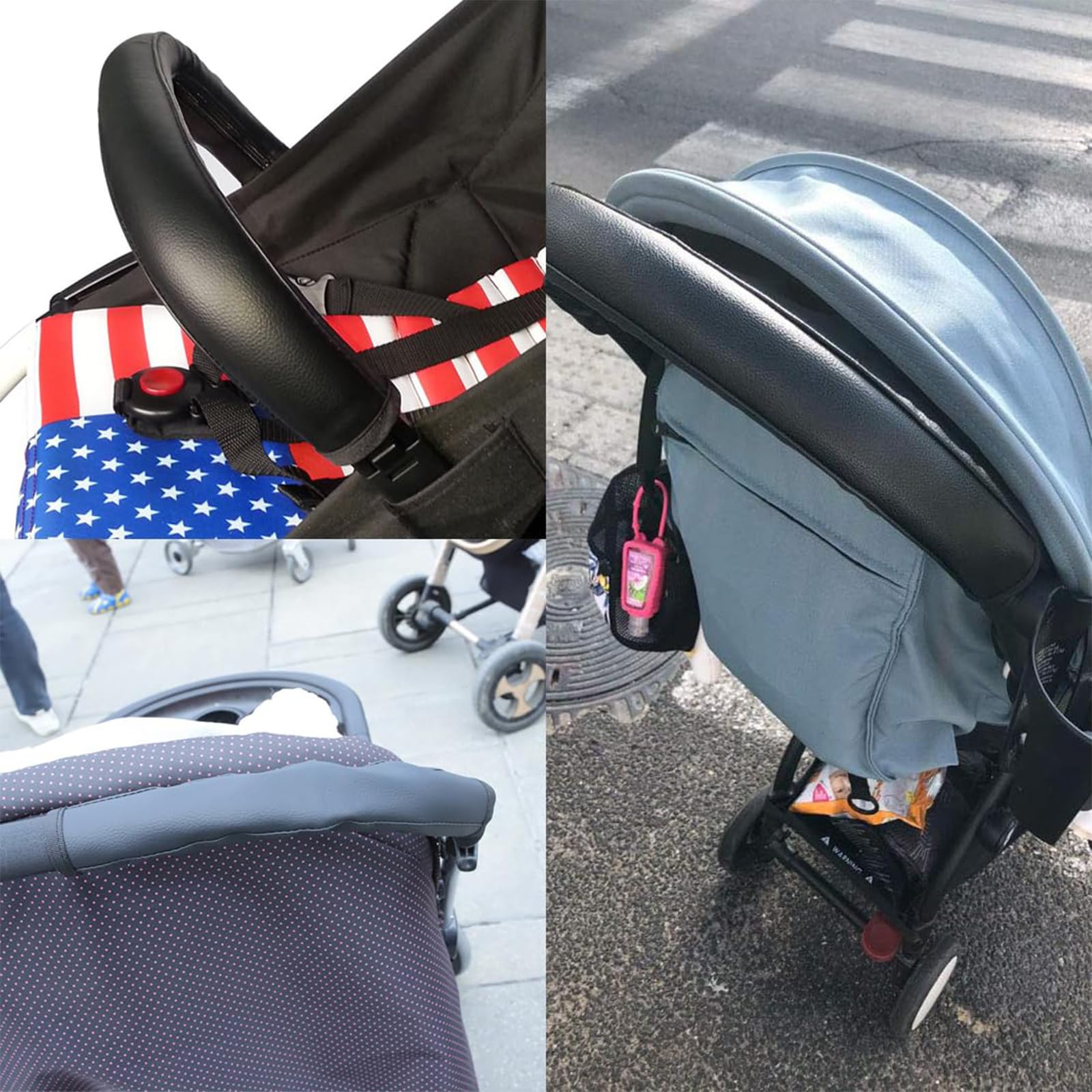 2 Piezas Funda Manillar Carro Bebe Universal, Funda Manillar Carro Bebe, Funda para Cochecito de Cuero PU, Cochecito Funda Manilla, con Cremallera, para La Mayoría de Los Cochecitos