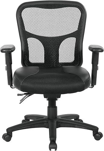 Miniatura 8 de Office Star ProGrid - Silla de administrador transpirable con respaldo alto con asiento de cuero y malla, altura y brazos ajustables, control de