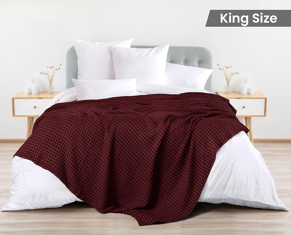 Amazon.com: Utopia Bedding Burgundy 100% Cotton Waffle