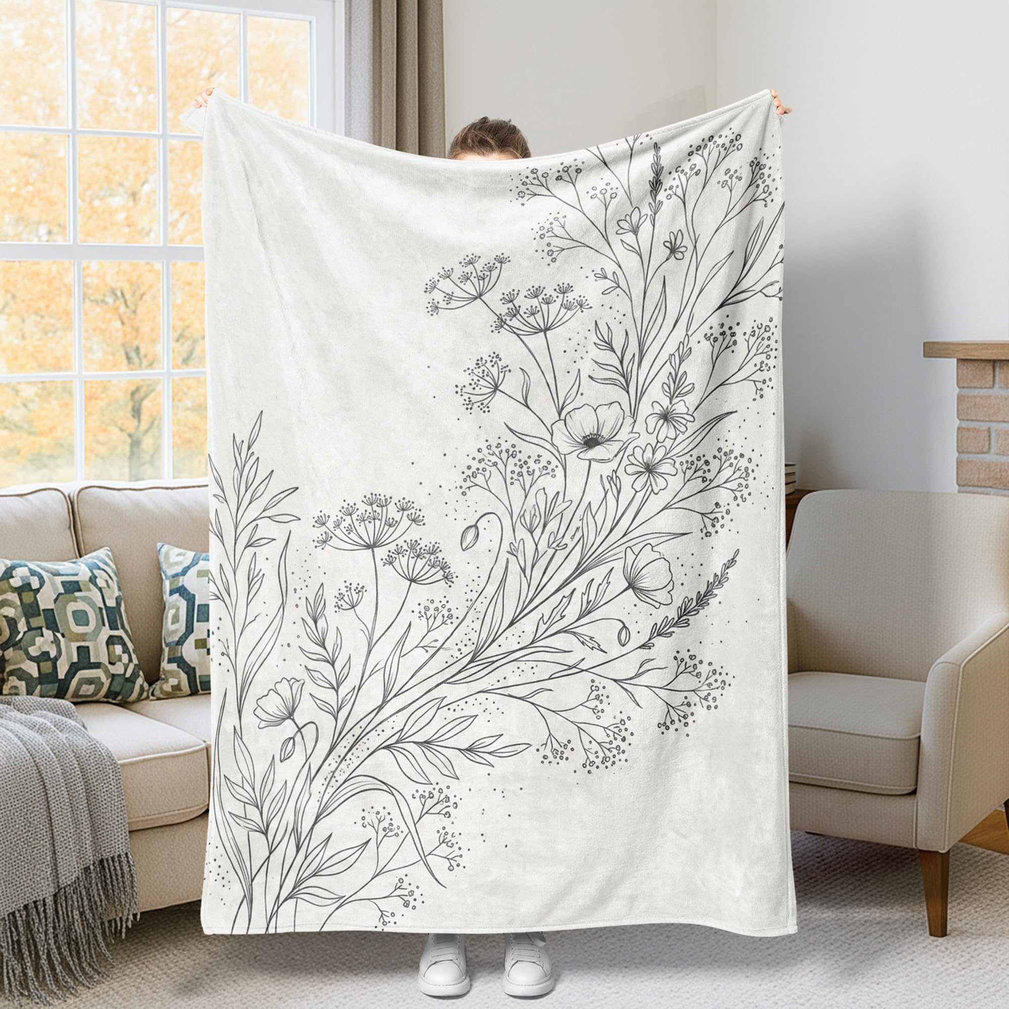 Couverture florale moderne flanelle douce légère lit canapé dortoir 152x203