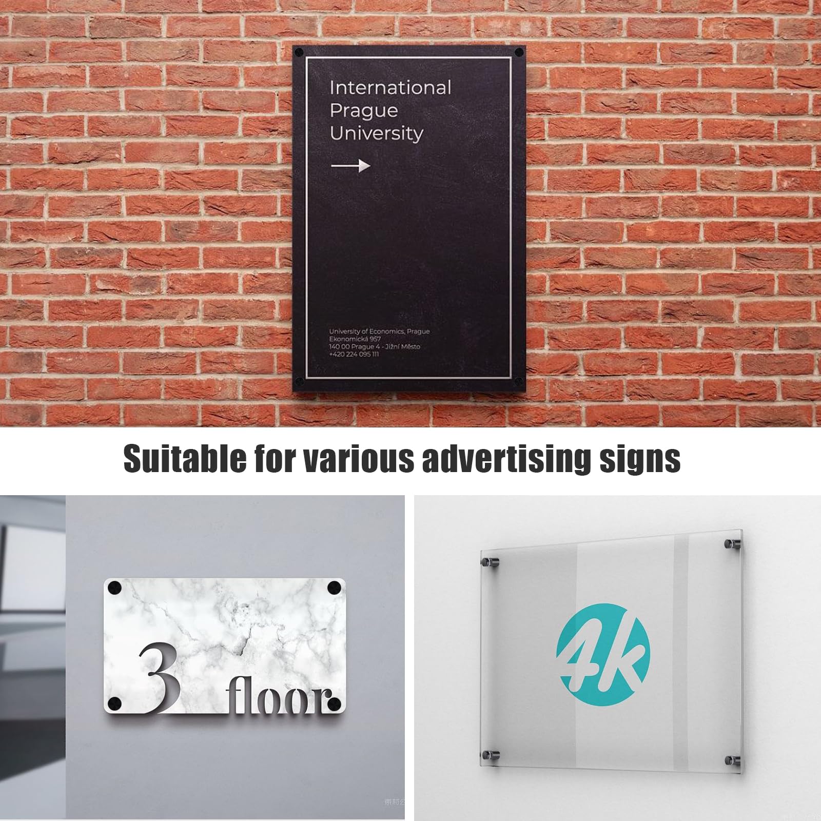 30 Distanziali Per Targhe In Acciaio Inox - Supporti Vite Per Vetrine, Insegne, Specchi, Con Guarnizioni - Foto 10