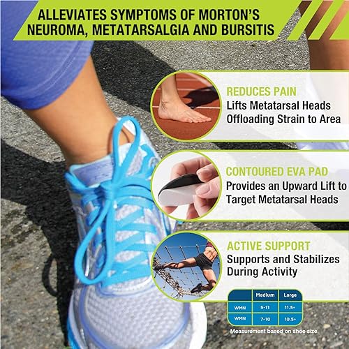 Vista 4 de Almohadillas de compresión para levantamiento de metatarso Pro-Tec Athletics, en color negro, medio