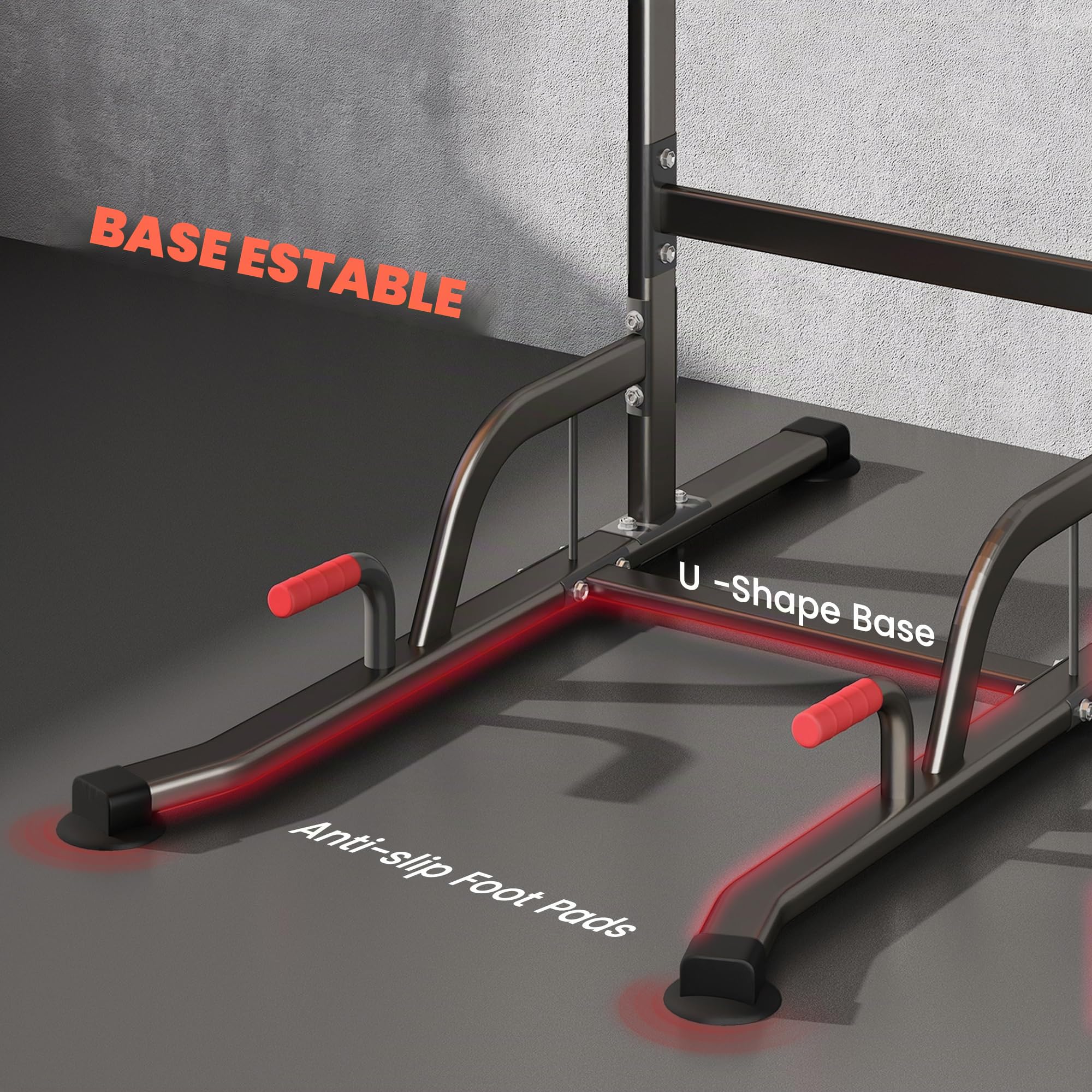 HOMCOM Barra de Dominadas Altura Regulable con 7 Orificios Torre de Ejercicios Estación Multifuncional para Entrenamiento Fitness Casa Gimnasio Oficina Carga 120 kg 123x98x189-239 cm