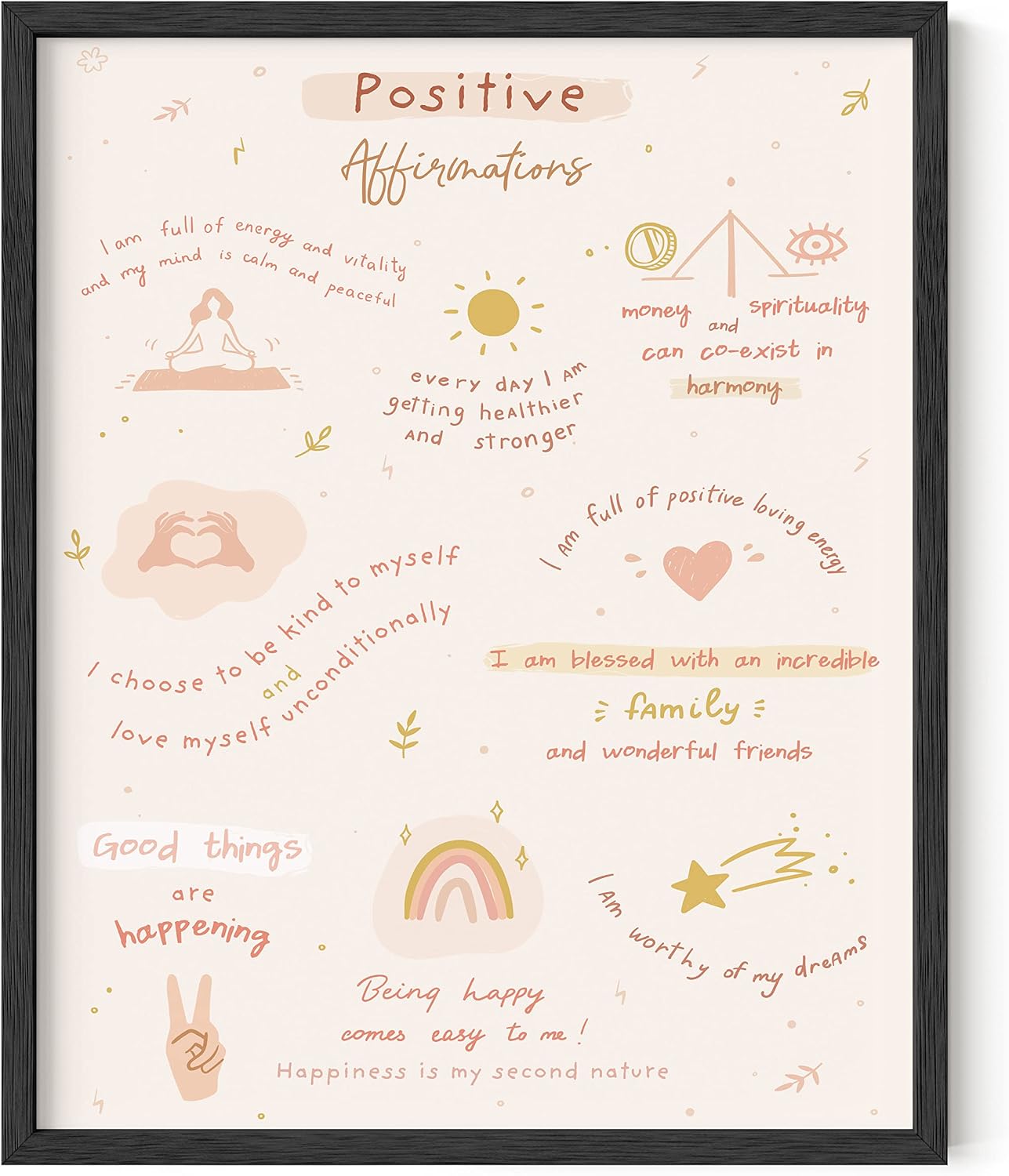 Amazon.com: HAUS AND HUES Positive Affirmations Wall Art – Self-Love ...