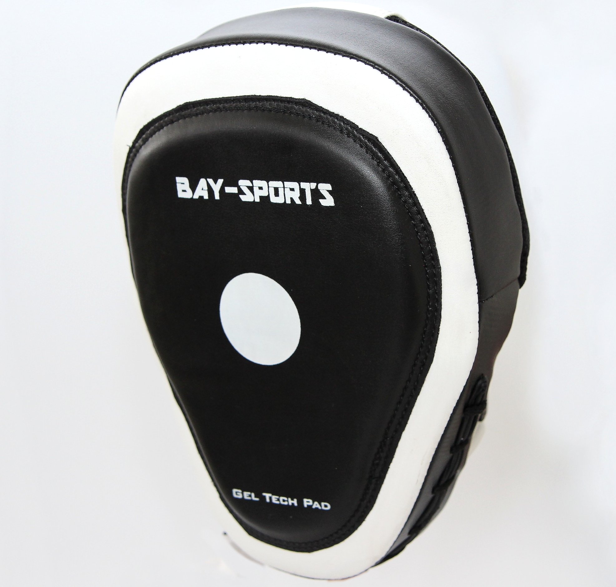 BAY Gel Leder Trainerpratzen mit Ergonomischer Handkontur, Schlagpolster für Kampfsport, Schwarz, 2er Set