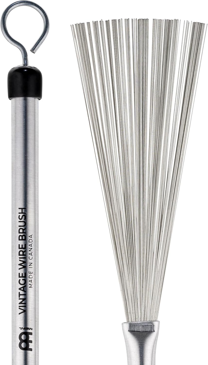 Meinl Stick & Brush Vintage Drum Brushes Pair, Light Metal Wires with Retractable Push/Pull Rod — Made in Canada — for Jazz and Acoustic Music (SB309)