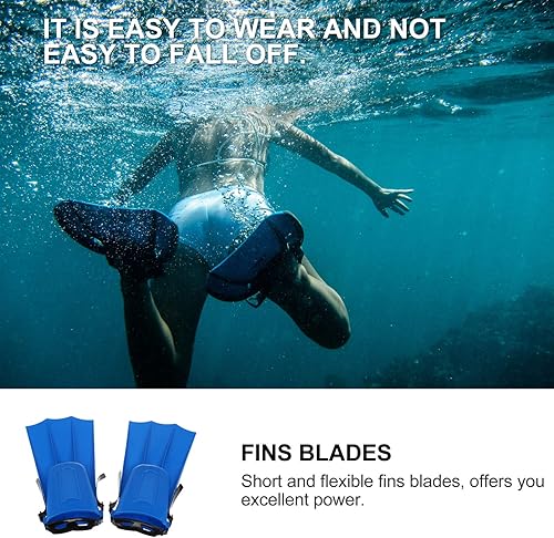 Miniatura 8 de PRETYZOOM Raquetas de natación para mujer, 1 par de aletas de natación de goma de estilo corto, ideales para entrenamiento de esnórquel y buceo