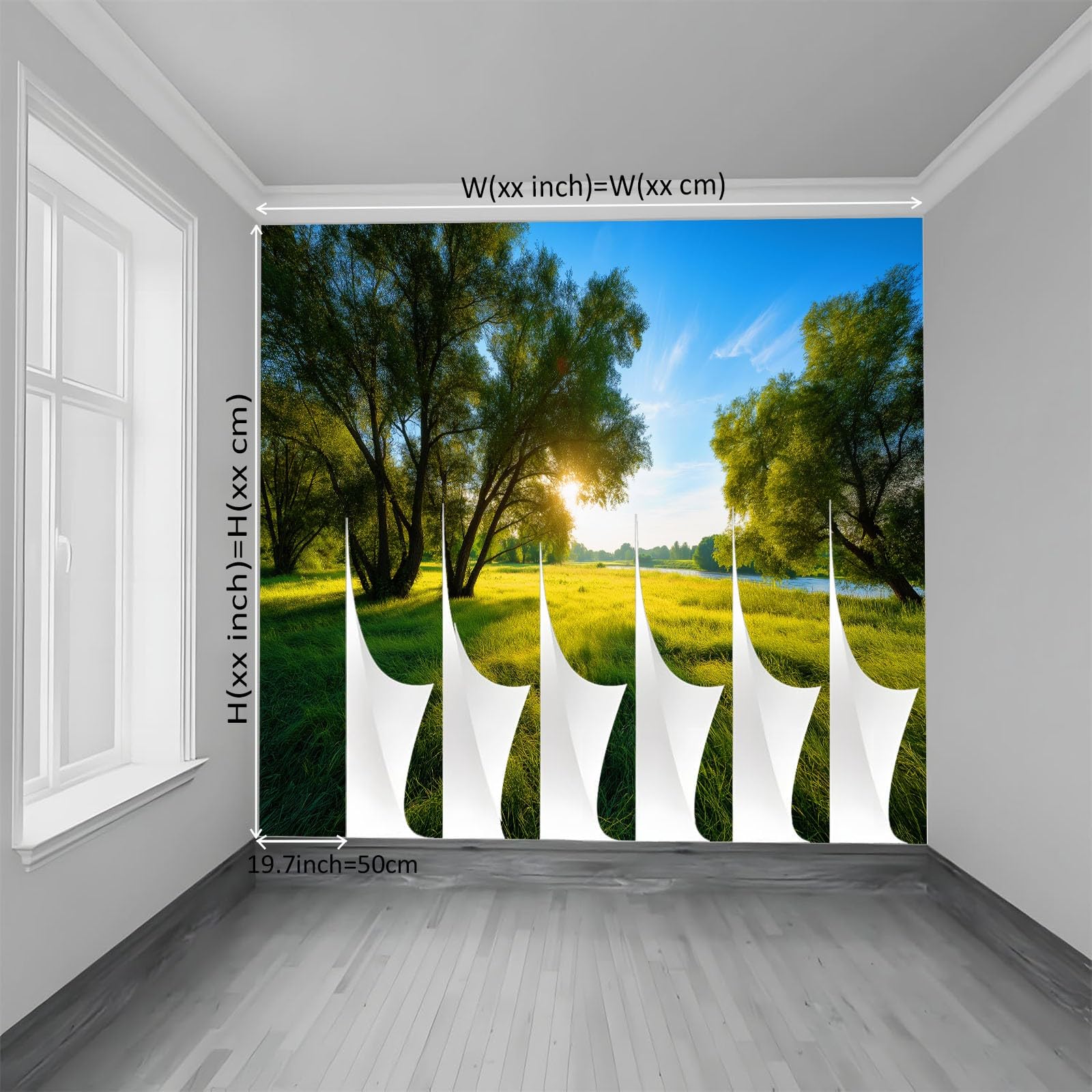 Generisch Tapeta panoramiczna 3D 350 x 256 cm (szer. x wys.), do salonu, sypialni, zielona, odporna na promieniowanie UV tapeta z włókniny na ścianę – surrealizm, naturalna tapeta ze wzorem roślin