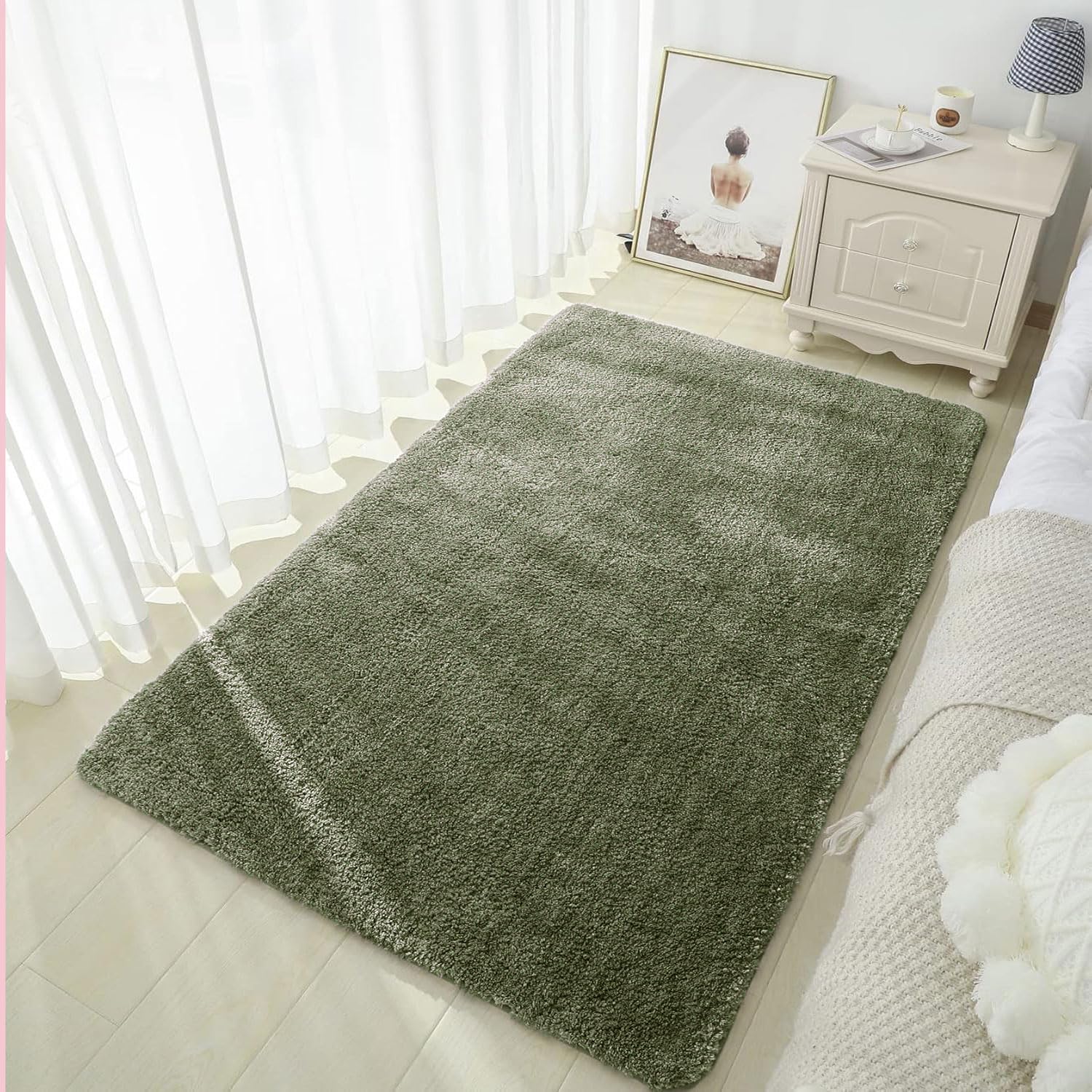 Amazon Brand - Umi AMA 2200 GSM Microfiber Carpet Super Soft Non-Slip Home Multipurpose Carpet for Bedroom - Olive, (4x6 Feet) Pack of 1-image-26