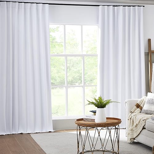 Miniatura 2 de KEQIAOSUOCAI Cortinas opacas de lino blanco para sistema de pista de sala de estar, cortinas plisadas para puerta de patio de granja, cortinas con