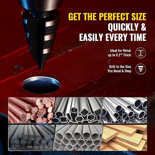 Miniatura 6 de ZELCAN 1 broca escalonada M2, broca de paso de perforación más rápida de 316 a 1-38 pulgadas, broca profesional Unibit para cortar agujeros en chapa