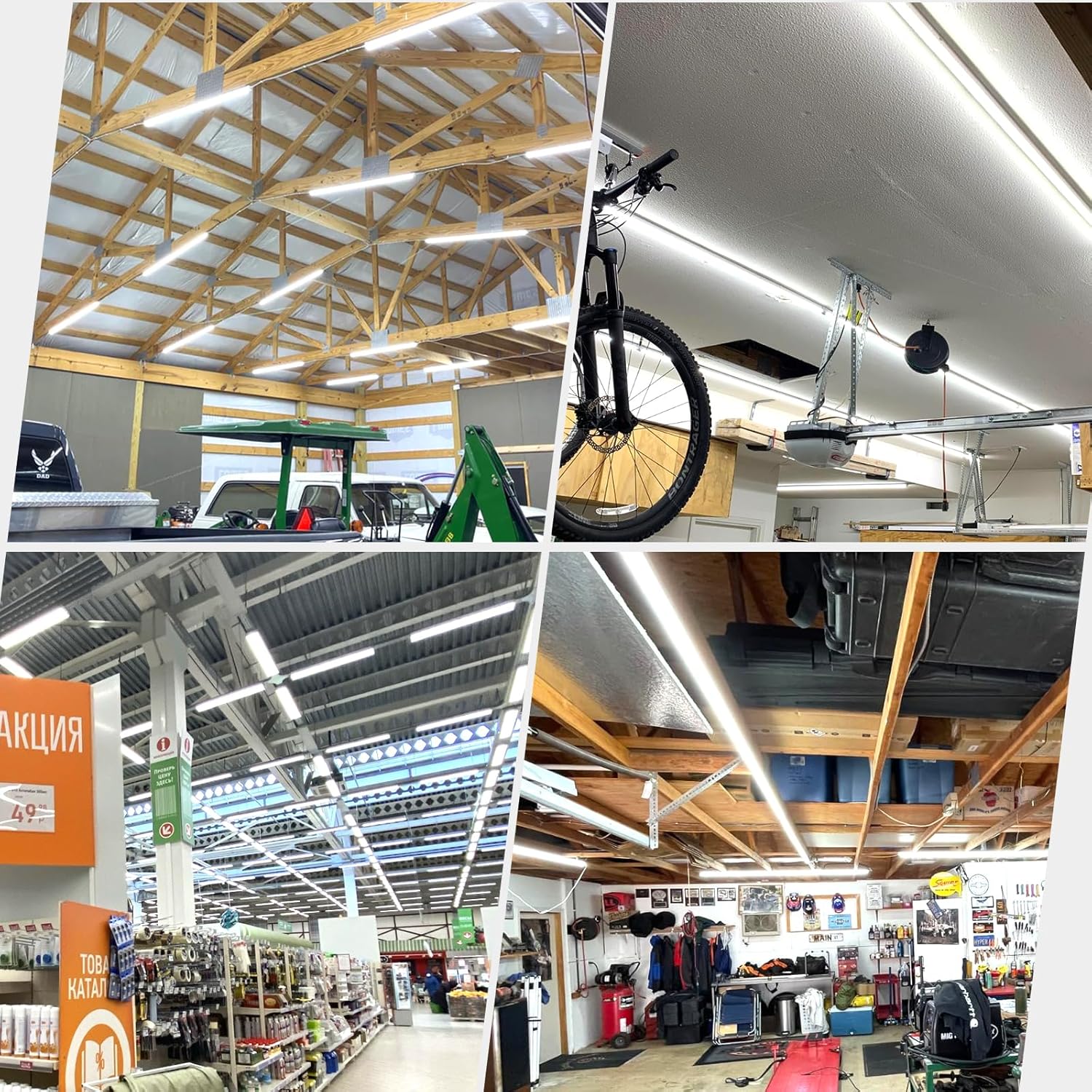 (4-Pack) 8FT LED Shop Light, Super Bright 144W Shop Lights, 19800LM 6000K 8 Foot Led Lights, Linkable 96" Lighting for Garage with Plug, V Shape T8 8' Led Light Fixtures