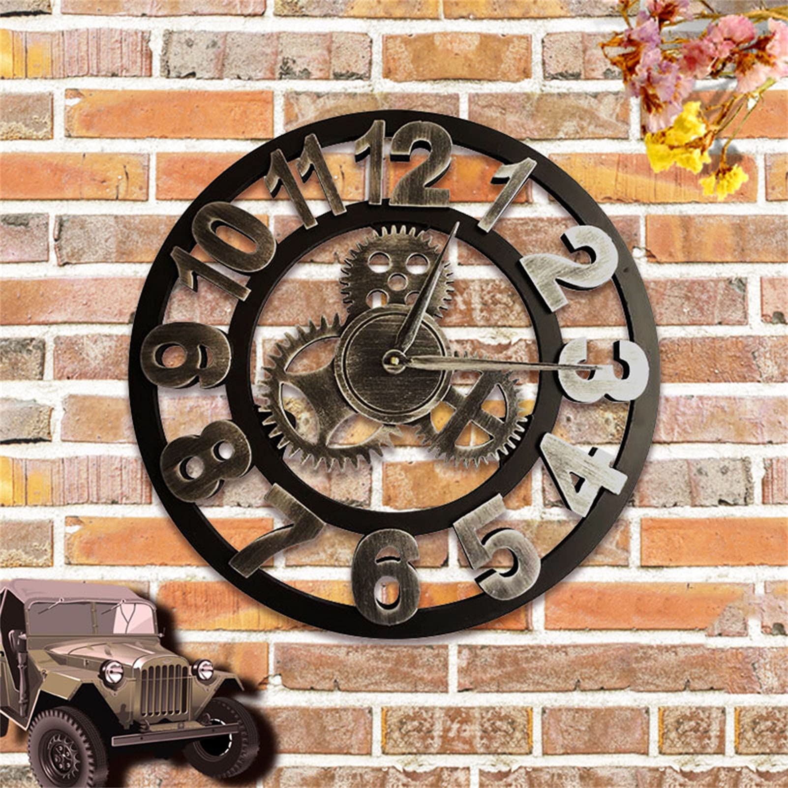 Amazon.com: Clock 3D Decorative Gear Wall Clock, Silent Numerals